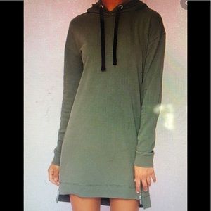 Garage Green Hoodie Dress with side zippers